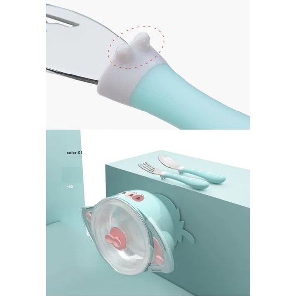 Bộ Bát Ăn Dặm AAG 350, Chén Ăn Dặm Cho Bé, Set 3 Món Chén Thìa Cho Bé