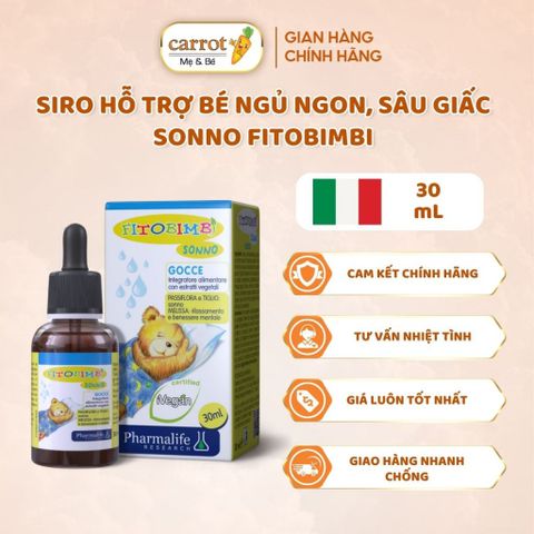 Siro Sonno Fitobimbi Hỗ Trợ Bé Ngủ Ngon, Sâu Giấc - Sonno Fitobimbi Thuần Thực Vật Chai 30ml