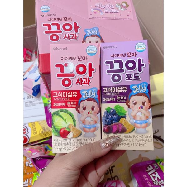 Thạch Trái Cây Ivenet Hàn Quốc, Thạch Rau Củ Quả Khoai Lang, Mận, Cải Xanh 12M+