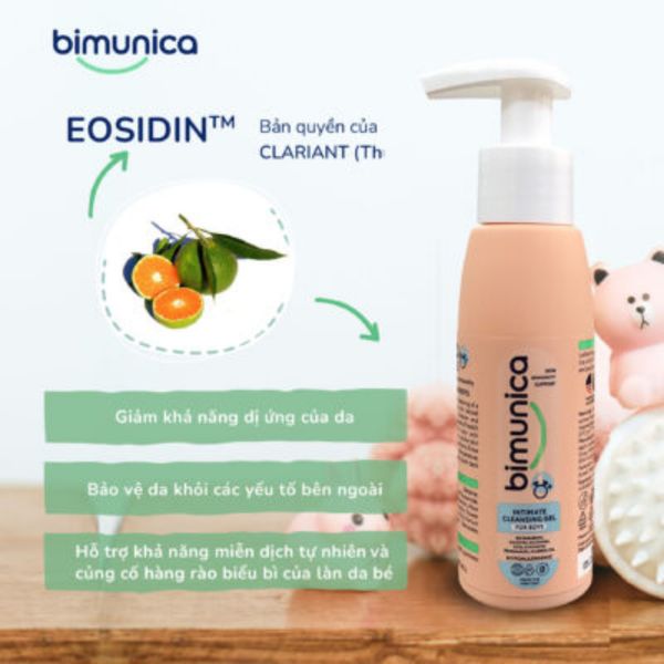 Dung Dịch Vệ Sinh Vùng Kín & Mông Bimunica Cho Bé Trai 110ML, Từ Sơ Sinh 0 Tháng Tuổi