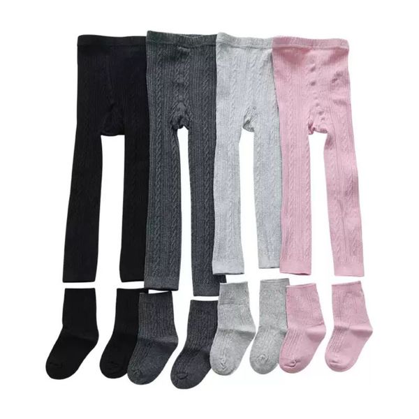 Quần Tất Len Trơn Mùa Thu Đông Kèm Tất, Quần Tất Leggings Cho Bé Từ 1 -8 Tuổi