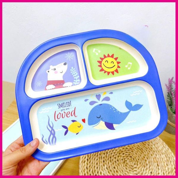 Khay Ăn Dặm Sợi Tre 3 Ngăn, Chất Liệu Cao Cấp, An Toàn Cho Bé