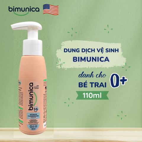 Dung Dịch Vệ Sinh Vùng Kín & Mông Bimunica Cho Bé Trai 110ML, Từ Sơ Sinh 0 Tháng Tuổi