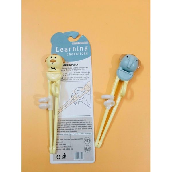 Đũa Tập Ăn Hình Gấu, Voi Little Bees, Đũa Tập Ăn Xỏ Ngón Cho Bé