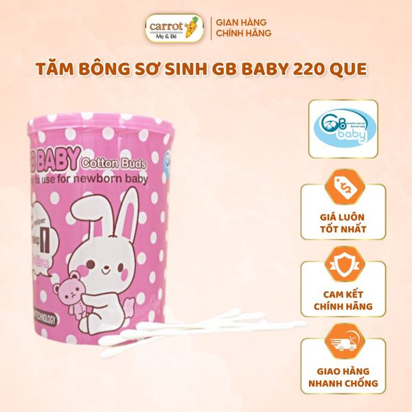 Tăm Bông Sơ Sinh GB Baby 220 Que Chính Hãng
