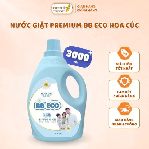 Nước Giặt Cho Bé BB ECO Can 3000ml, An Toàn Cho Da Bé, Dùng Được Cho Trẻ Sơ Sinh