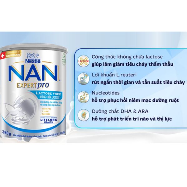 Sữa Nan Expert Pro Lactose Free Thụy Sỹ 380g cho bé từ 0 - 3 tuổi