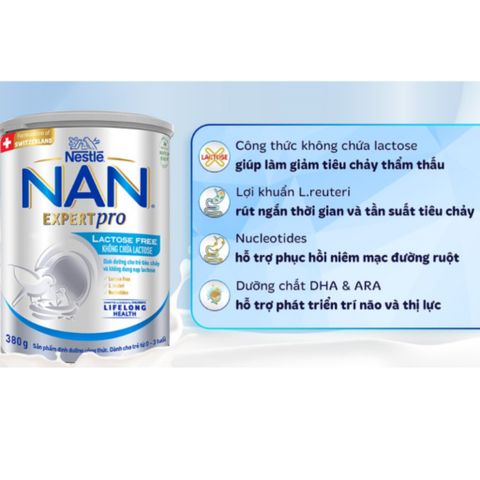 Sữa Nan Expert Pro Lactose Free Thụy Sỹ 380g cho bé từ 0 - 3 tuổi