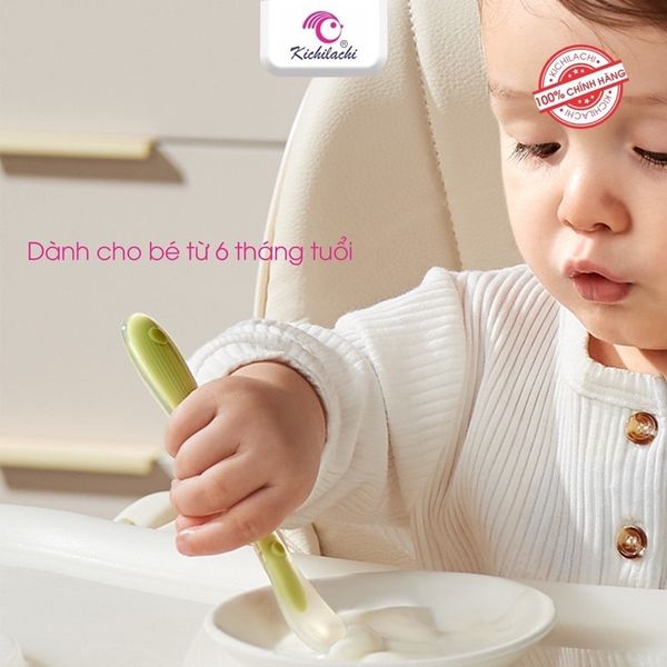 Set 2 Thìa Silicon Ăn Dặm Kichilachi, Thìa Ăn Dặm Cho Bé