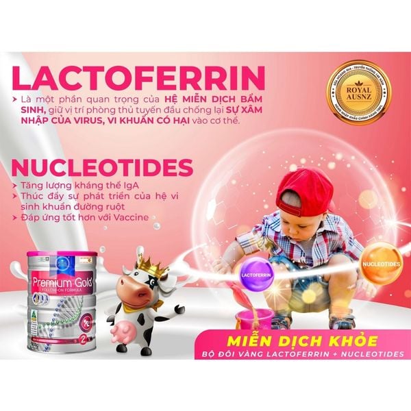 Sữa Bột Hoàng Gia Úc Premium Gold Số 2 Bổ Sung Vitamin, Khoáng Chất Cho Trẻ Royal AUSNZ 900g