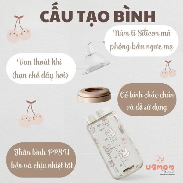 Núm Ti Bình Sữa UBMOM Hàn Quốc Đủ Size S, M, L, + Cho Bé