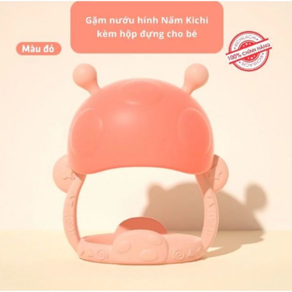 Gặm Nướu Silicon Hình Nấm Kichi Kèm Hộp Đựng Cho Bé