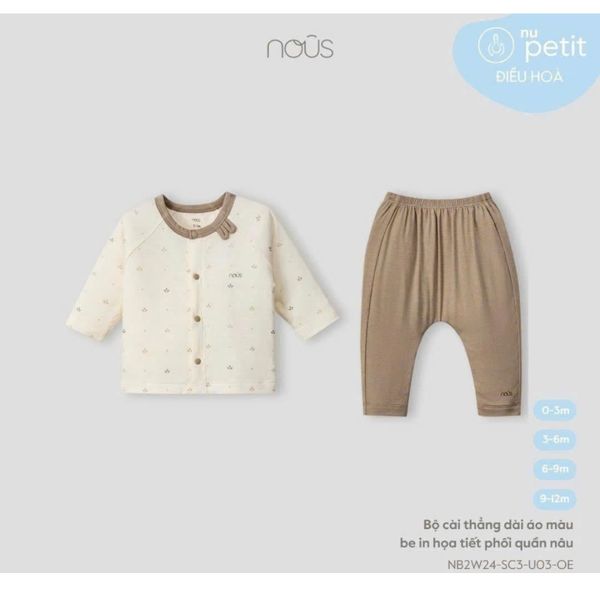 Quần Áo Thu Đông Nous Dài Tay Cho Bé Từ 7Kg Đến 15Kg, Bộ Chui Đầu Dài Tay Cho Bé