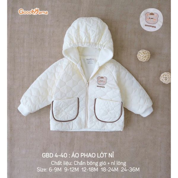 Áo Phao Lót Nỉ Trần Bông GOODMAMA Ấm Áp Cho Bé 6 Tháng - 3 Tuổi