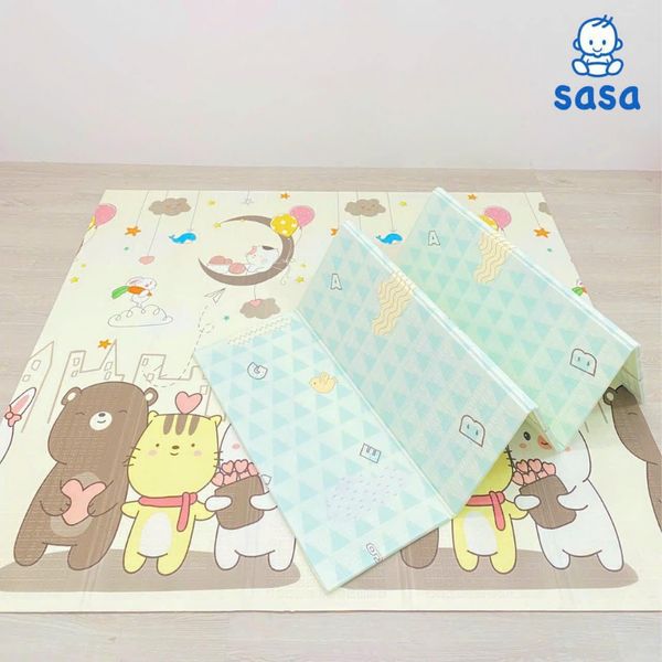 Thảm Gấp Gọn XPE SASA, Cho Bé Tập Bò, Chống Ngã, Làm Bằng Silicon XPE, Thoáng Mát, 1m8x2mx1cm
