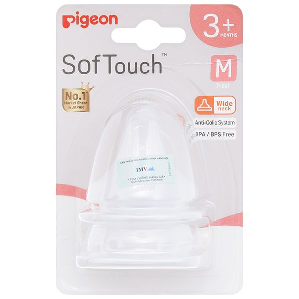 Núm Ti Pigeon Silicon Siêu Mềm Plus Cổ Rộng Đủ Size