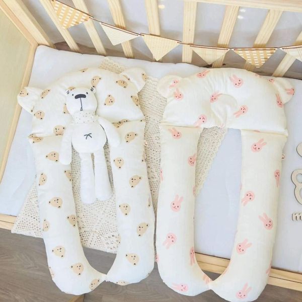 Gối Chặn Chữ U Cho Bé Sơ Sinh Anchee, Vải Thun Gân Anchee Cao Cấp Làm Gối Ôm Gối Chặn, Gối Chống Méo Đầu