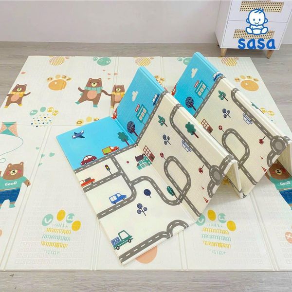 Thảm Gấp Gọn XPE SASA, Cho Bé Tập Bò, Chống Ngã, Làm Bằng Silicon XPE, Thoáng Mát, 1m8x2mx1cm