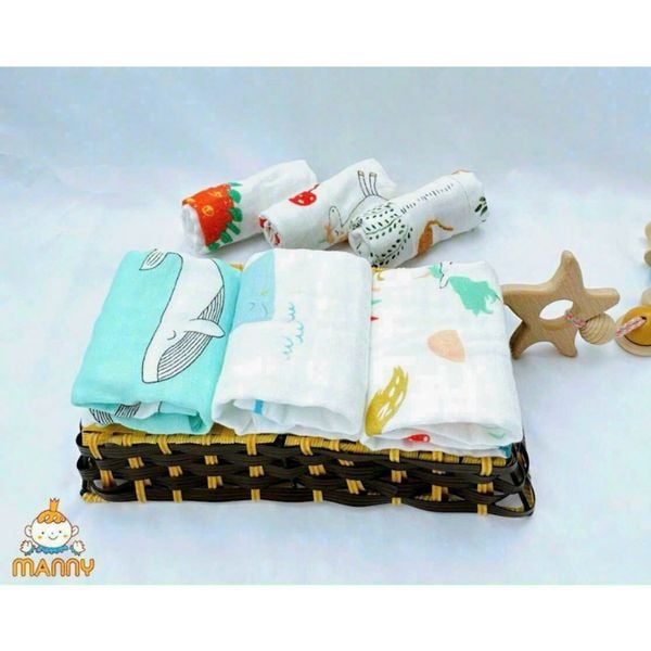 Set 3 Khăn Sữa Manny Kháng Khuẩn, Nấm Móc, Khăn Sữa Sợi Tre Mềm Mại, Thấm Hút Tốt