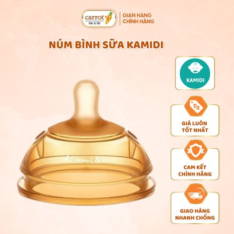 Núm Bình Sữa Kamidi Chất Liệu Silicon, Núm Cho Bé Từ 0 - 8M+