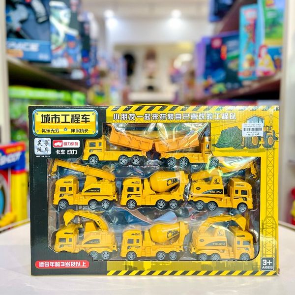 Bộ Xe Đồ Chơi Trẻ Em Mô Phỏng Công Trình Xây Dựng Gồm 8 Xe