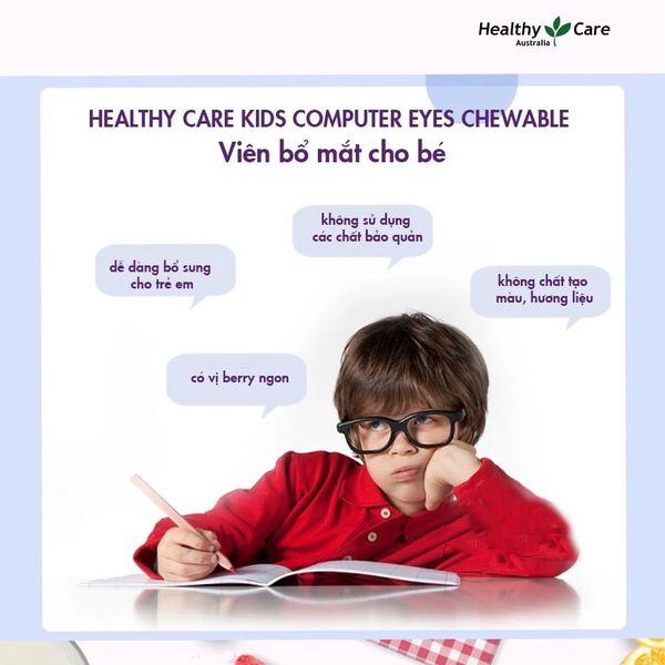 Viên Bổ Mắt Cho Bé Healthy Care Kids Computer Eyes 60 viên, Giảm Đau Mắt, Mỏi Mắt, Khô Mắt Cho Bé