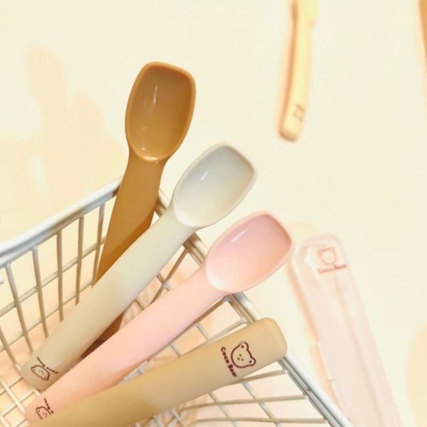 Thìa Cocobear Kèm Hộp,Thìa Ăn Dặm, Chất Liệu Silicon, An Toàn Cho Bé
