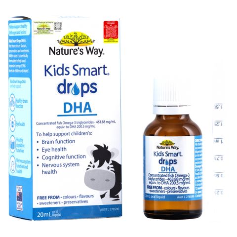 Siro Kids Smart Drops DHA Nature's Way Chai 20ml,  Thúc Đẩy Sự Phát Triển Của Não Bộ Và Hệ Thần Kinh Cho Bé