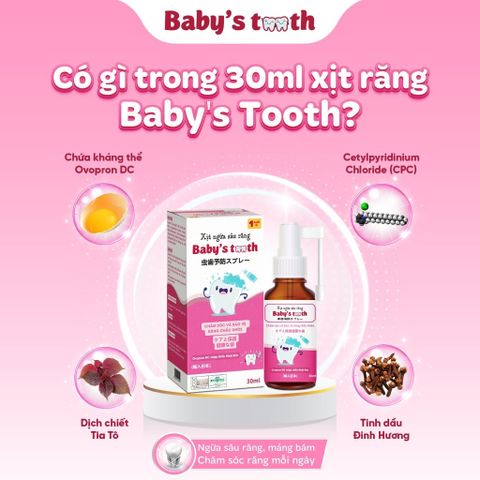 Xịt sâu răng trẻ em Baby's Tooth, chống ngừa ngăn hôi miệng, sâu răng, ố vàng, hà mủn, sáng răng