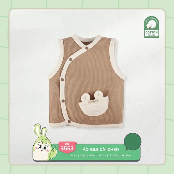 Áo Gile Cho Bé Ualarogo UR3553 Cho Bé Từ 0-2 Tuổi Vải Cotton Cài Chéo
