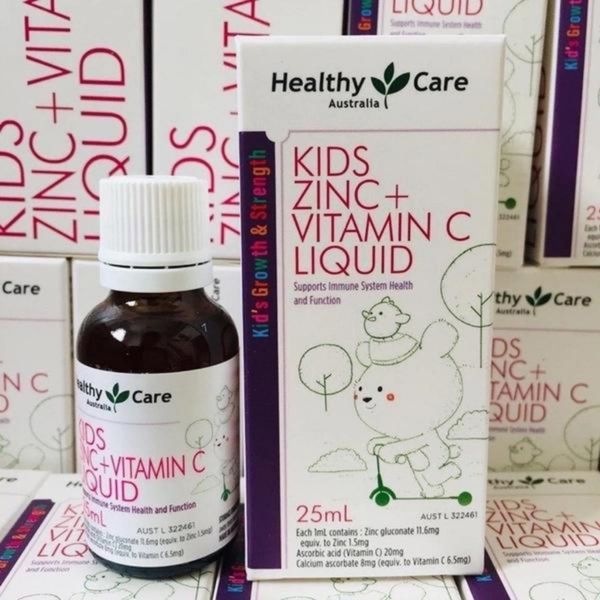 Siro Healthy Care Kids Zinc + vitamin C Liquid 25ml Cho Bé, Giúp Bé Ăn Ngon, Tăng Cường Hệ Miễn Dich