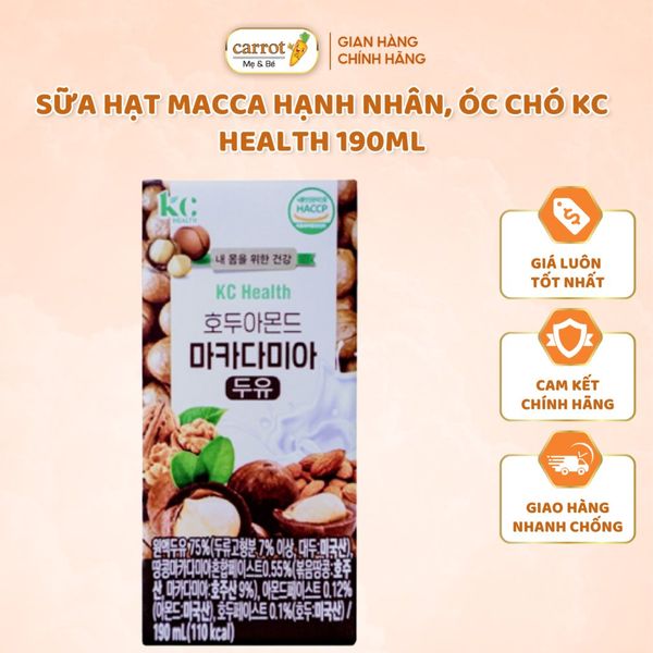 Sữa Hạt Macca Hạnh Chân, Óc Chó KC Health Hàn Quốc 190ML