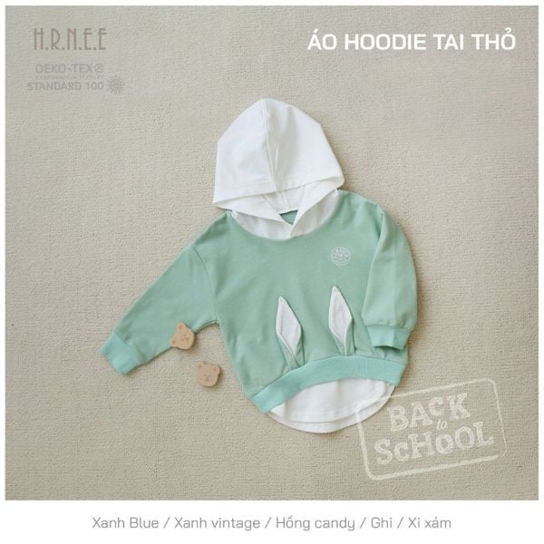 Áo Hoodie Tai Thỏ Hrnee, ÁO Thu Đông Trẻ Em Cao Cấp