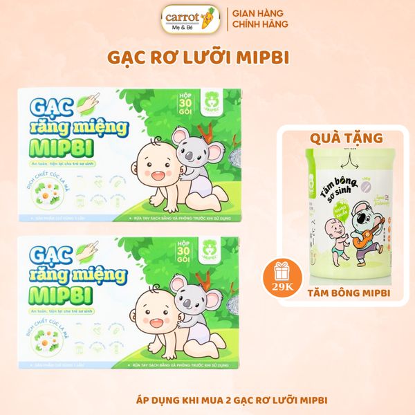 Gạc Rơ Lưỡi Mipbi Cho Trẻ Sơ Sinh Hộp 30 Gói - Siêu Thị Mẹ Và Bé Carrot