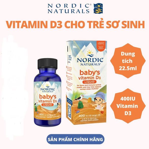 Vitamin D3 Thuần Chay Cho Trẻ Sơ Sinh Nordic Naturals Baby D3 400IU Lọ 22.5ML - Siêu Thị Mẹ Và Bé Carrot