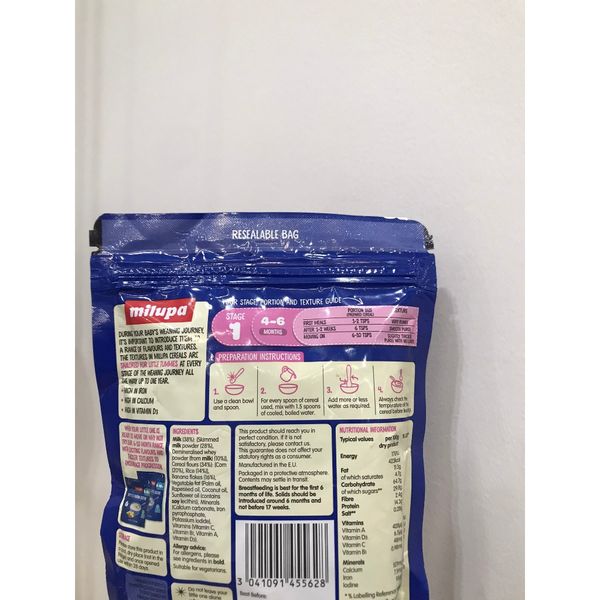 Bột Ăn Dặm MILUPA Vị Chuối Buổi Tối 125g 4M+ Cho Bé