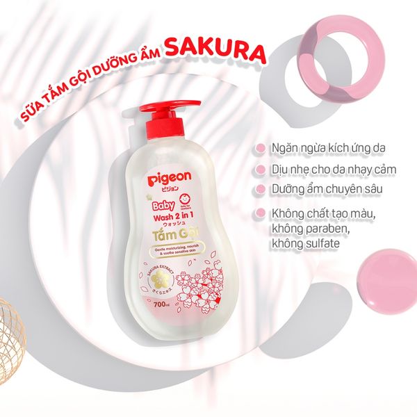 Sữa Tắm Gội 2In1 Sakura Pigeon Cho Bé 700ML