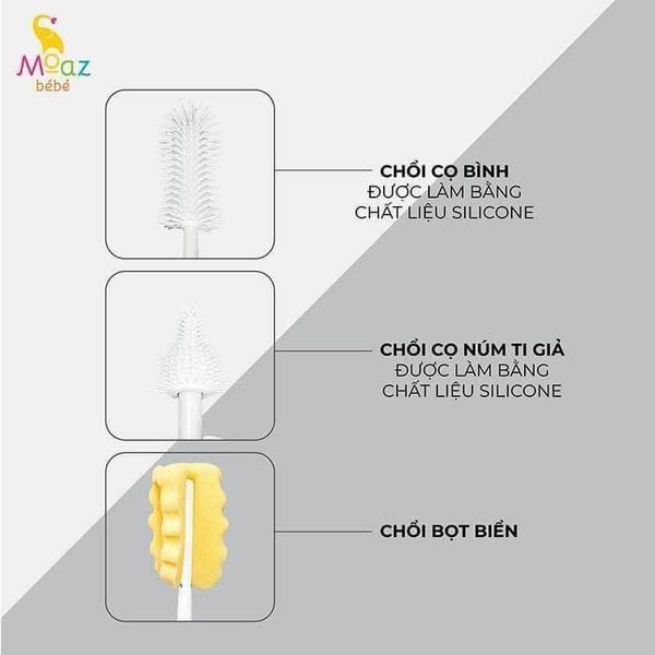 Máy Cọ Bình Cầm Tay MOAZBEBE - Loại Bỏ Vi Khuẩn, Dễ Mang Đi, Silicon