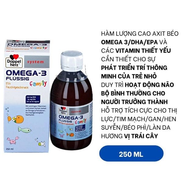 Siro Bổ Sung Omega-3 Doppel Herz Family 250ml - Hỗ Trợ Phát Triển Não Bộ Và Thị Lực Cho Bé