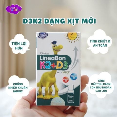Lineabon D3 K2 Dạng Xịt Tiện Lợi - Hỗ Trợ Hấp Thu Canxi, Tăng Chiều Cao Cho Trẻ - Siêu Thị Mẹ Và Bé Carrot