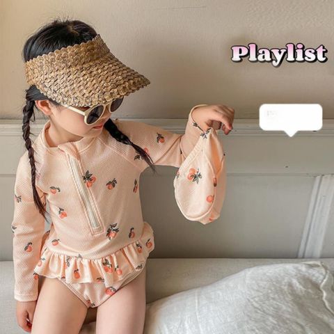 Đồ Bơi Một Mảnh Kèm Mũ Trái Đào Cam Nhạt Cho Bé Gái S-3XL