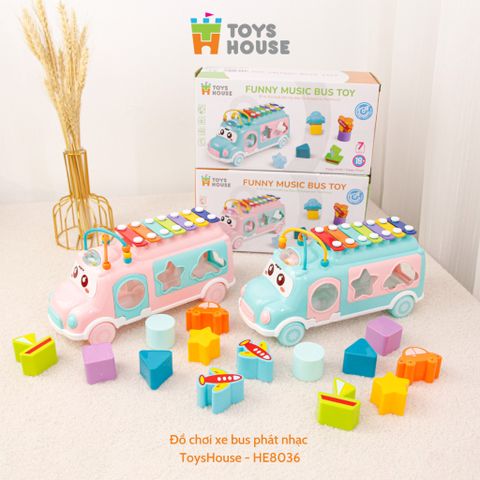 Đồ Chơi Ô Tô Thả Khối Kết Hợp Đàn Gõ ToysHouse HE8036, Đồ Chơi Cho Bé Từ 18M