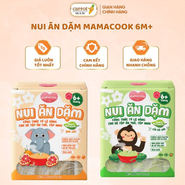 Nui Ăn Dặm MAMACOOK Vị Rau Bó Xôi, Vị Gấc Cho Bé 6M+