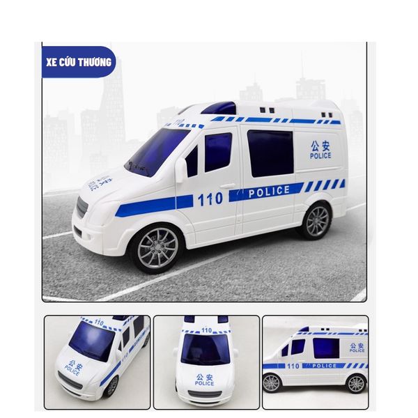 Hộp Đồ Chơi 4 Xe Xuan Le Qi XLQ4J Cho Bé 3 Tuổi, Xe Cảnh Sát