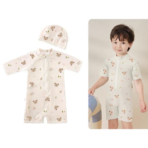 Bộ Đồ Bơi Liền Thân Kèm Mũ Monona Đủ Size Cho Bé