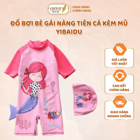 Đồ Bơi Bé Gái Nàng Tiên Cá Kèm Mũ Yibaidu