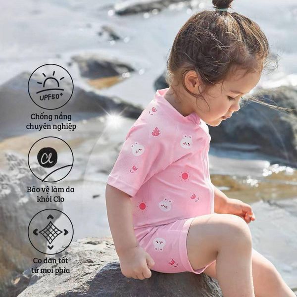 Bộ Đồ Bơi Liền Thân Kèm Mũ Monona Đủ Size Cho Bé