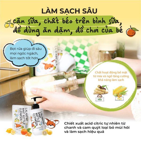 Nước Rửa Bình Sữa Dạng Gel Thuần Chay Lalabebe K-mom Hàn Quốc Chai 500ML