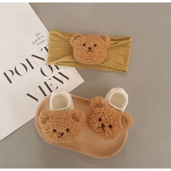 Set Tất Kèm Turban Hình Thú Larvakelly Cho Bé Sơ Sinh, Hoạ Tiết Ngẫu Nhiên