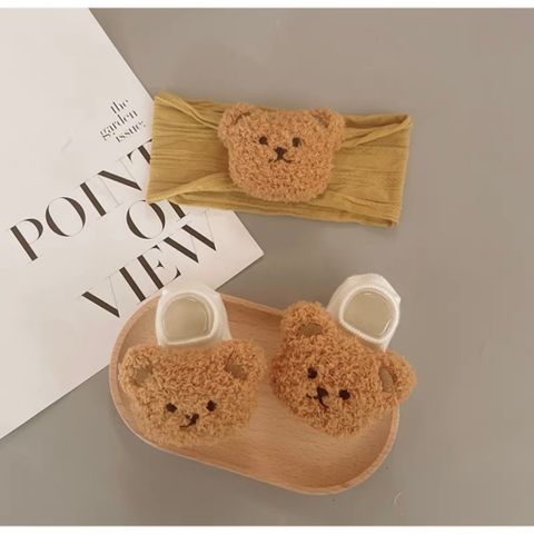 Set Tất Kèm Turban Hình Thú Larvakelly Cho Bé Sơ Sinh, Hoạ Tiết Ngẫu Nhiên